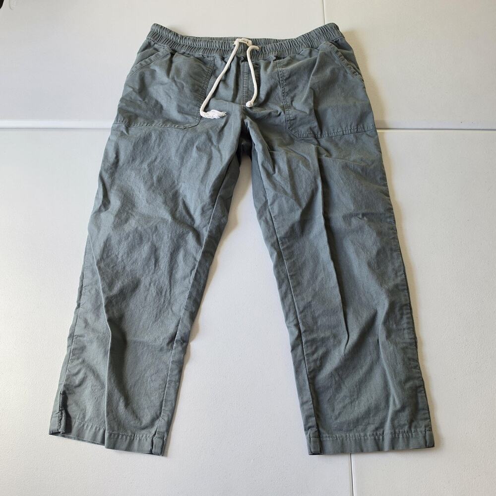 Pact Pants Womens XL Green Organic Cotton Ankle Elastic Waist Travel Casual